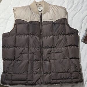 Men's Quilted Sleeveless Puffer Vest - Brown & Tan